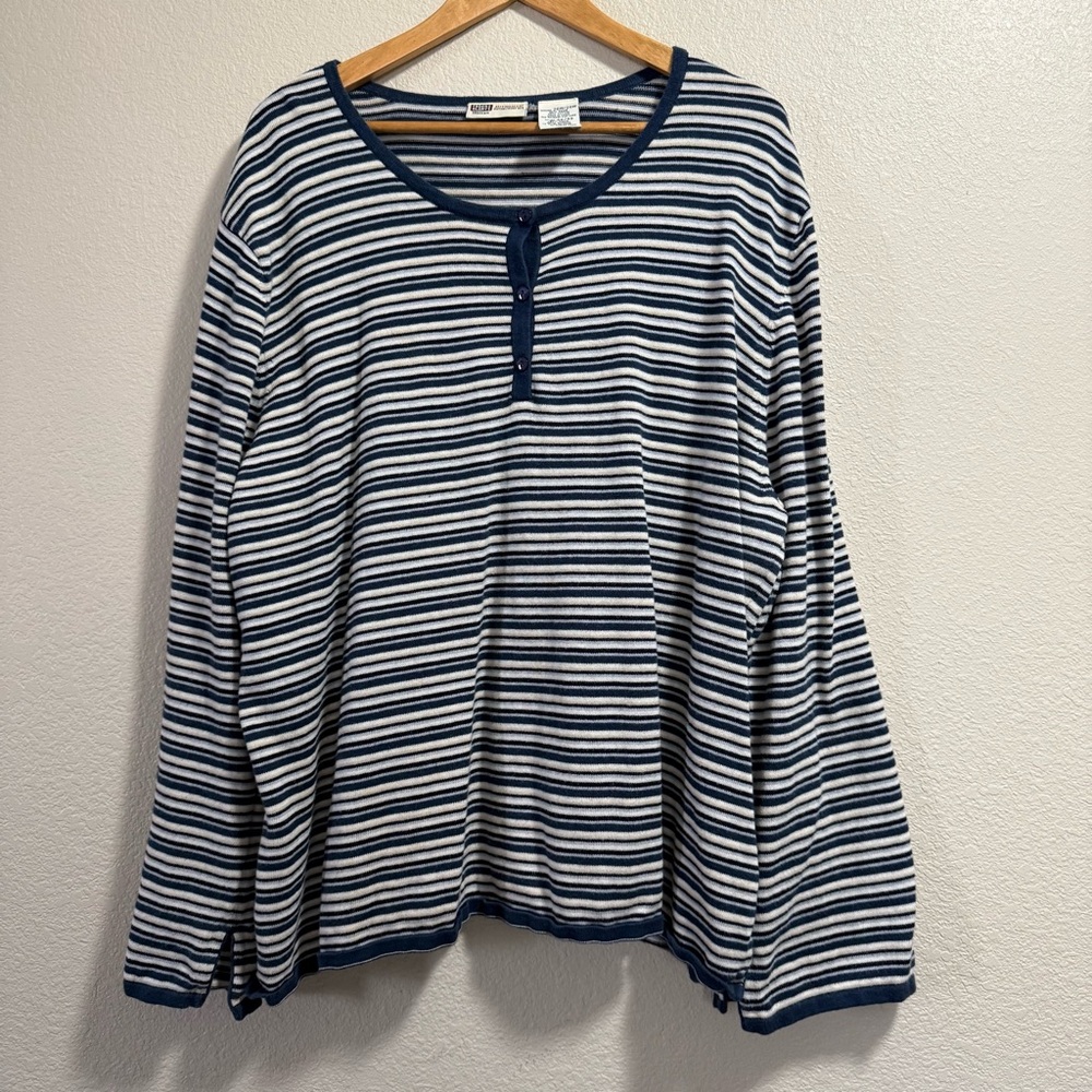 Faded Glory - Navy, White, Black & Beige Striped Top - Size 26W/28W